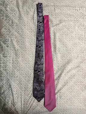 Alexander Julian Purple Paisley and Bright Pink Tie Pair